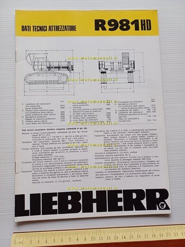 Liebherr escavatore R 981 HD 1976 scheda tecnica depliant italiano …