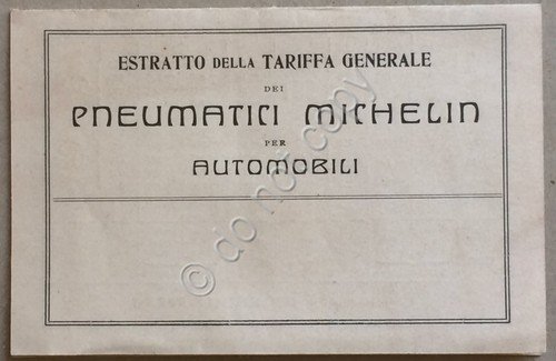 Listino prezzi Pneumatici Michelin per Automobili - Primi '900 | Immagine principale
