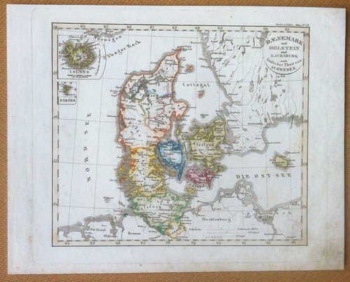 Litografia - Cartografia -Stieler's Sckul Atlas n° IX - Denmark … | Immagine principale