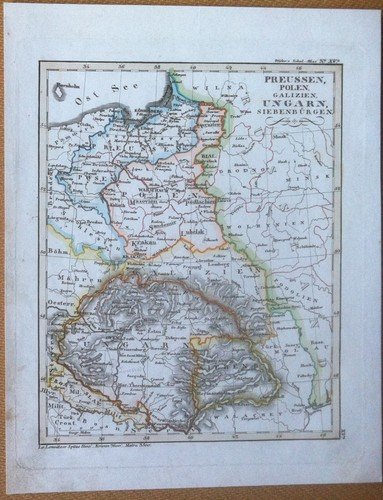 Litografia - Cartografia -Stieler's Sckul Atlas n° XV - Preussen …