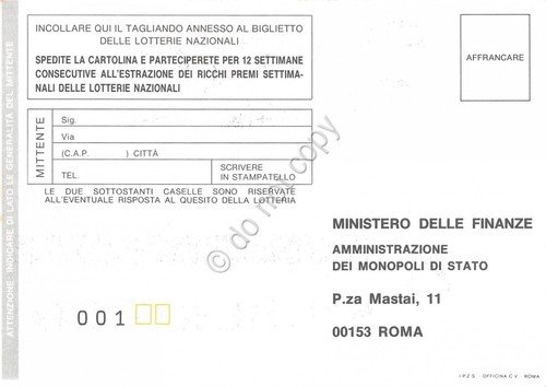 Lotteria Nazionale del Carnevale di Viareggio Putignano Cartolina Acqua San …