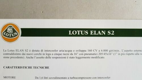 LOTUS ELAN S2 1993 depliant originale auto brochure