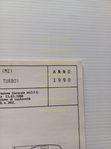 Lotus Elan Turbo 1990 scheda omologazione DGM Motorizzazione Facsimile