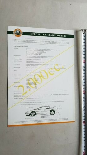 LOTUS ESPRIT S4 TURBO 2.0 1993 depliant originale auto brochure