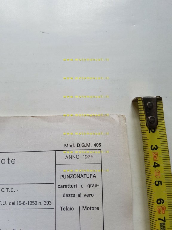 M.B.M. 50 Amico tubone 4v 1976 scheda omologazione DGM originale …