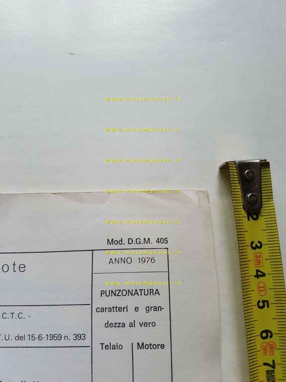 M.B.M. 50 Amico tubone 4v 1976 scheda omologazione DGM originale …