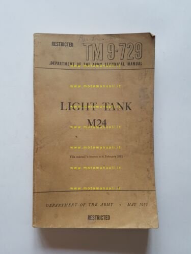 M24 Chaffee Carro Armato leggero 1951 manuale uso libretto istruzioni …