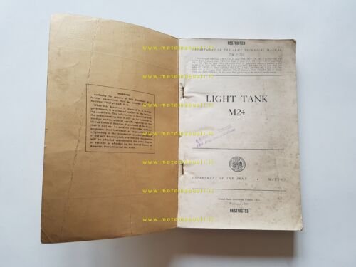 M24 Chaffee Carro Armato leggero 1951 manuale uso libretto istruzioni …