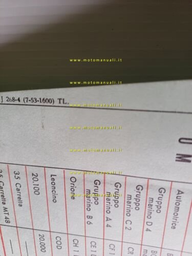 Magneti Marelli - Bosch 1953 tabella componenti elettrici autocarri originale