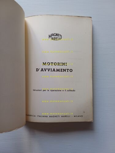Magneti Marelli manuale officina motorini avviamento auto 1959 originale