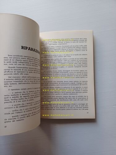Magneti Marelli manuale officina motorini avviamento auto 1959 originale
