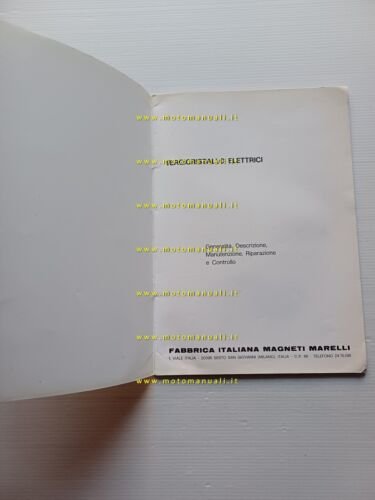 Magneti Marelli manuale officina riparazione tergicristalli auto 1971 originale