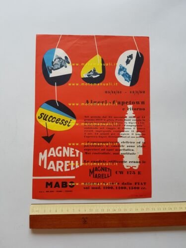 Magneti Marelli Raid Algeri-Capetown Fiat Campagnola 1952 depliant originale