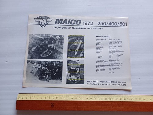 Maico 250 - 400 - 501 Cross 1972 depliant italiano …