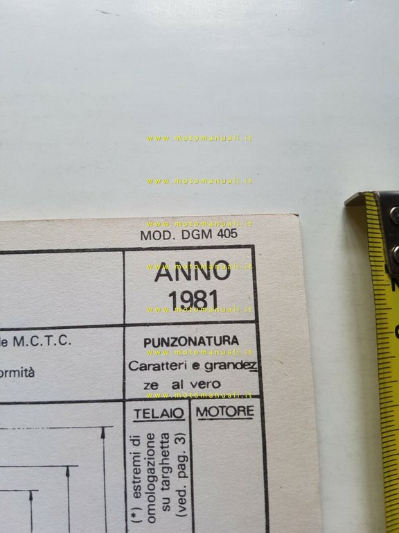 Maico 400 Enduro 1981 scheda omologazione DGM originale Motorizzazione