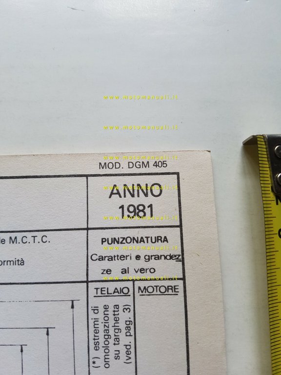 Maico 400 Enduro 1981 scheda omologazione DGM originale Motorizzazione