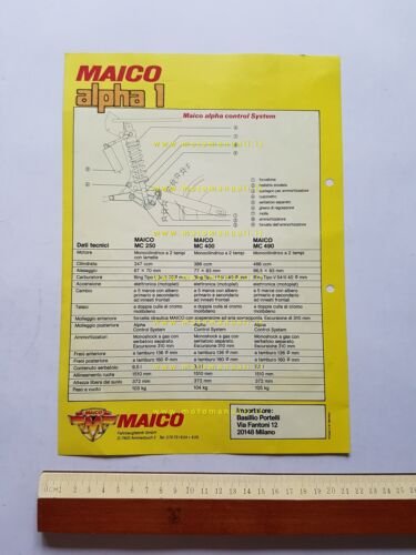 Maico Alpha 1 Cross 250 400 490 1982 depliant originale …