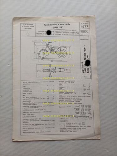 Malaguti 50 Big Franz Trial 6M GAM 53 1977 scheda …