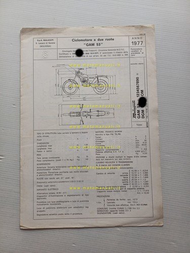 Malaguti 50 Big Franz Trial 6M GAM 53 1977 scheda …
