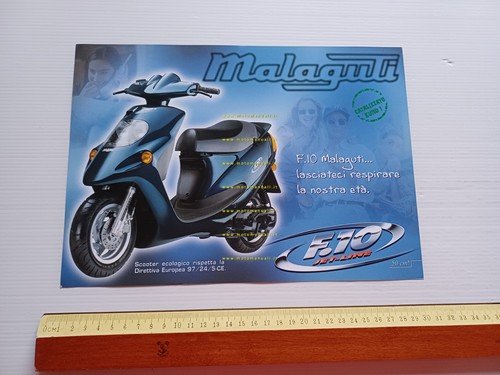 Malaguti 50 F10 Jetline catalizzato anni 90 depliant scooter italiano …