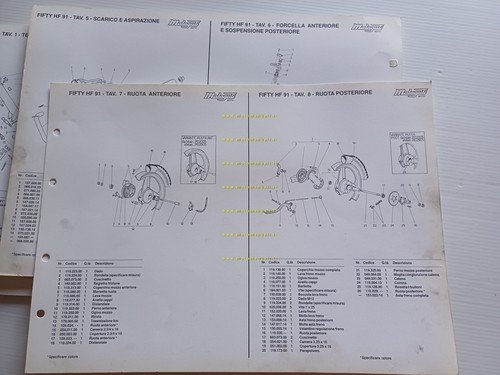Malaguti 50 Fifty HF 1991 catalogo ricambi originale telaio