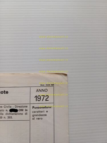 Malaguti 50 Hombre GAM 31 1972 scheda omologazione DGM Facsimile …