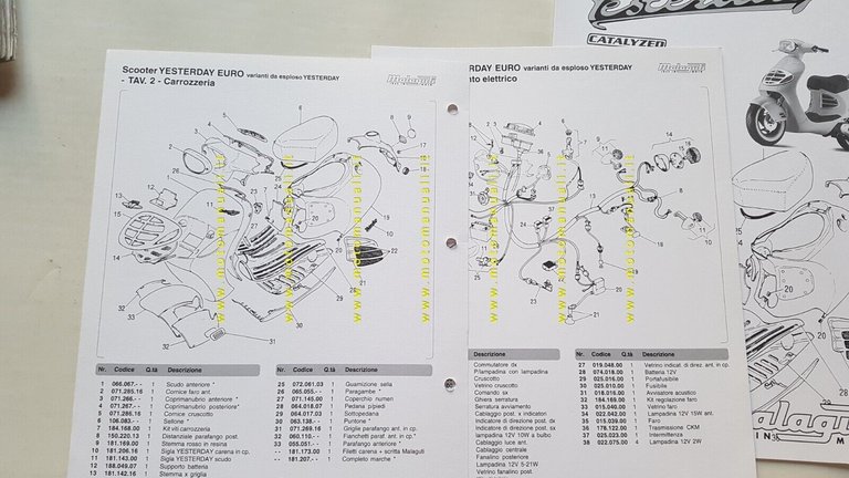Malaguti 50 YESTERDAY anni 90 2 cataloghi ricambi scooter originali …