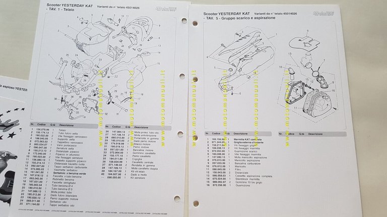 Malaguti 50 YESTERDAY anni 90 2 cataloghi ricambi scooter originali …