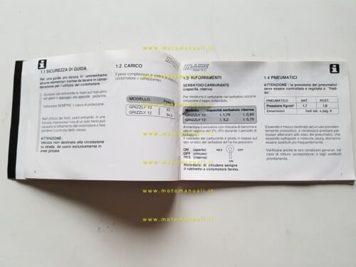 Malaguti Grizzly 50 2000 manuale uso manutenzione libretto originale italiano