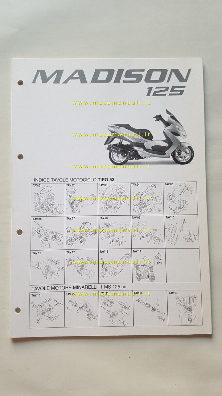 Malaguti MADISON 125 anni 90 catalogo ricambi originale spare parts …