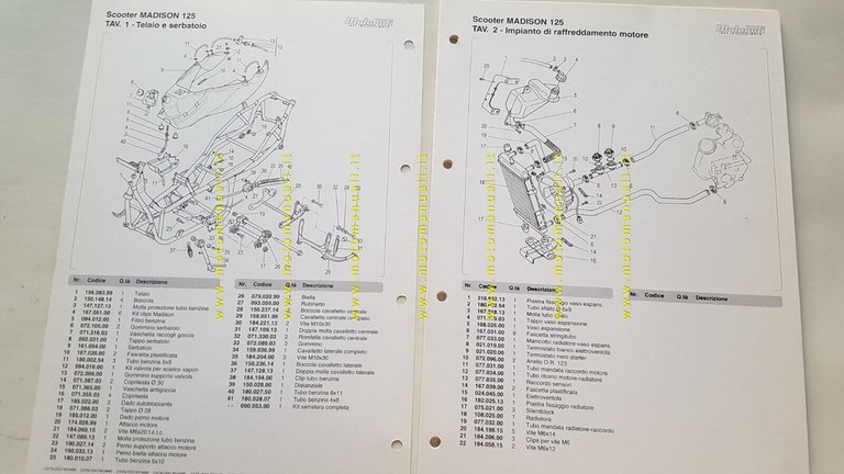 Malaguti MADISON 125 anni 90 catalogo ricambi originale spare parts …
