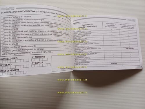 Malaguti scooter libretto tessera garanzia anni 90 originale nuovo