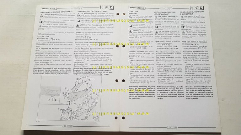 Malaguti scooter Madison 250 1999 manuale officina originale