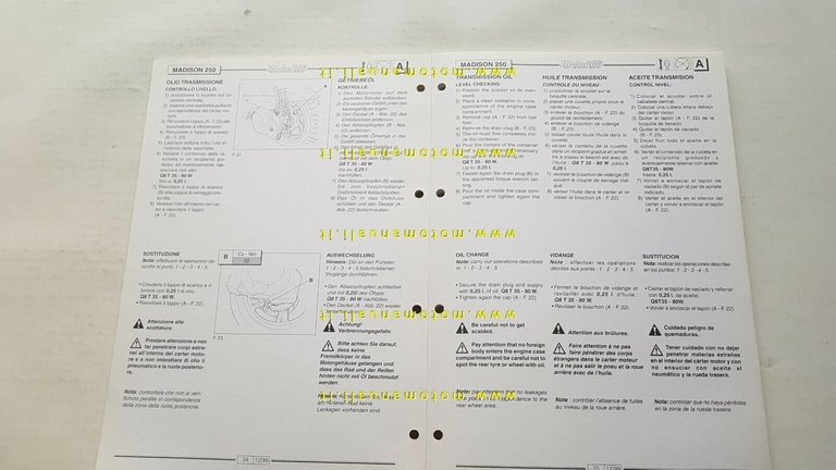 Malaguti scooter Madison 250 1999 manuale officina originale