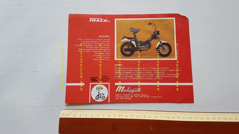 Malaguti Track 50 moto ciclomotore depliant anni '70 originale italiano …