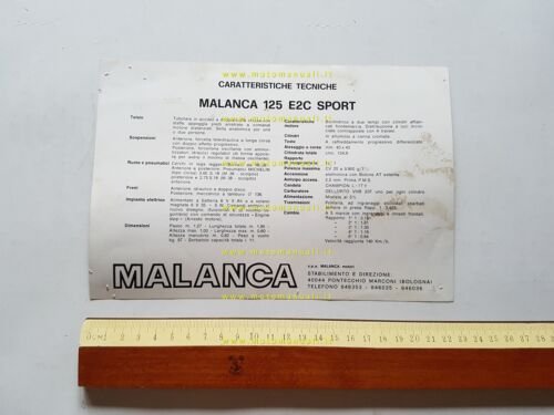 Malanca 125 E2C Sport 1977 depliant originale italiano