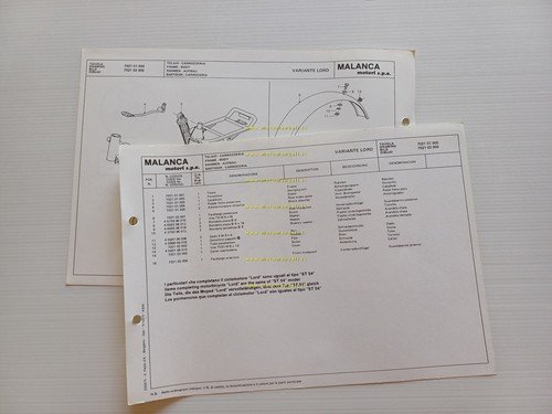 Malanca 50 Lord VARIANTI catalogo ricambi TELAIO originale FRAME parts …