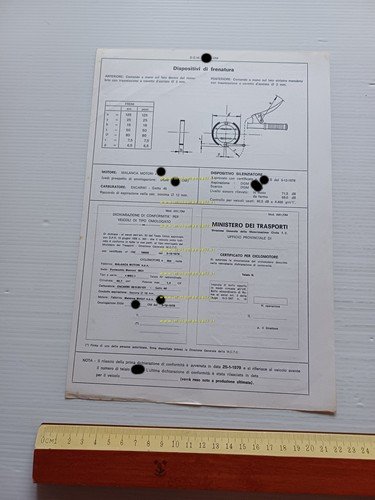 Malanca 50 Mascotte 1978 Facsimile originale scheda omologazione DGM Motorizzaz.