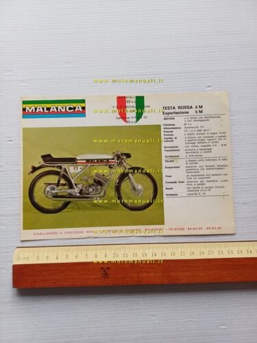 Malanca 50 Testarossa 45M - 4M Competizione 1973 depliant ciclomotore …