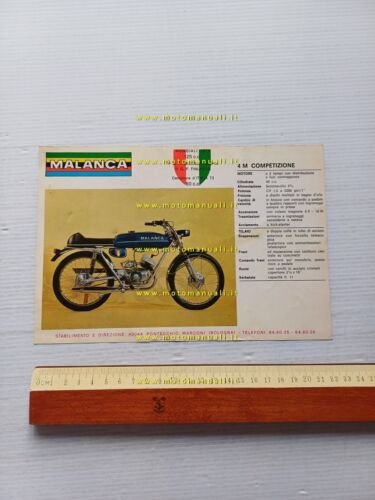 Malanca 50 Testarossa 45M - 4M Competizione 1973 depliant ciclomotore …