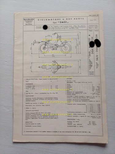 Malanca 50 Tigre 5M 5MSI 1974 scheda omologazione DGM Motorizzazione …