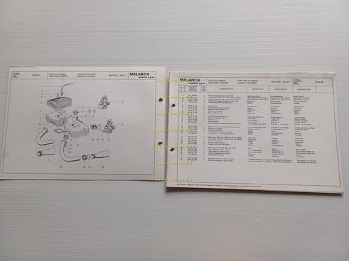 Malanca catalogo ricambi MOTORE 150 GT anni 70 Engine spare …