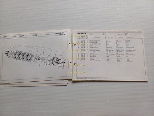 Malanca catalogo ricambi MOTORE 150 GT anni 70 Engine spare …