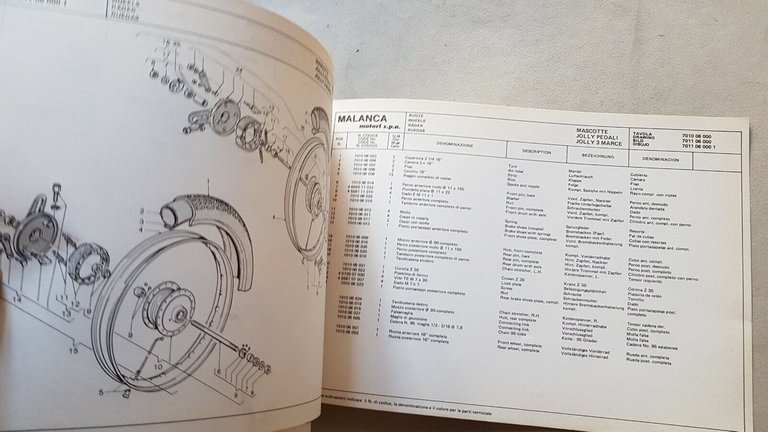 Malanca catalogo ricambi telaio Mascotte + Jolly 50 anni 70 …