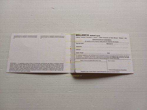 Malanca libretto garanzia originale nuovo