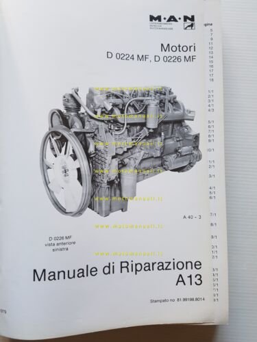 MAN manuale officina motori Diesel D 0224 MF D 0226 …