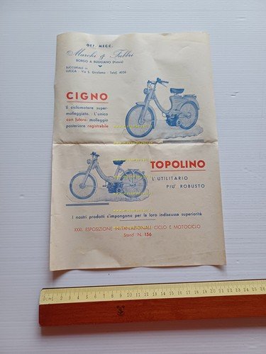Marchi Cigno - Topolino micromotore Mosquito 1953 depliant italiano originale
