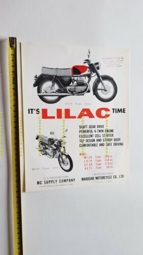Marusho Lilac 250 LS18 - 300 MF39 1960 depliant moto …