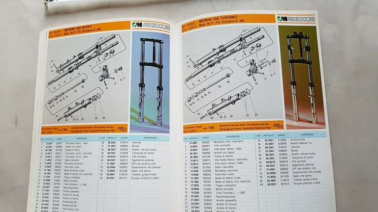 Marzocchi Forcelle catalogo ricambi originale 1979 Ducati Morini Laverda Moto