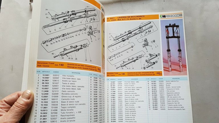 Marzocchi Forcelle catalogo ricambi originale 1979 Ducati Morini Laverda Moto
